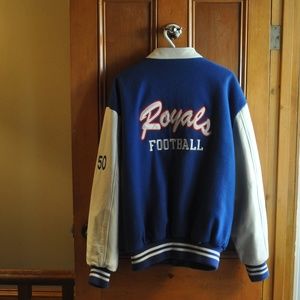 Vintage Leather Bomber Varsity Jacket Size XL